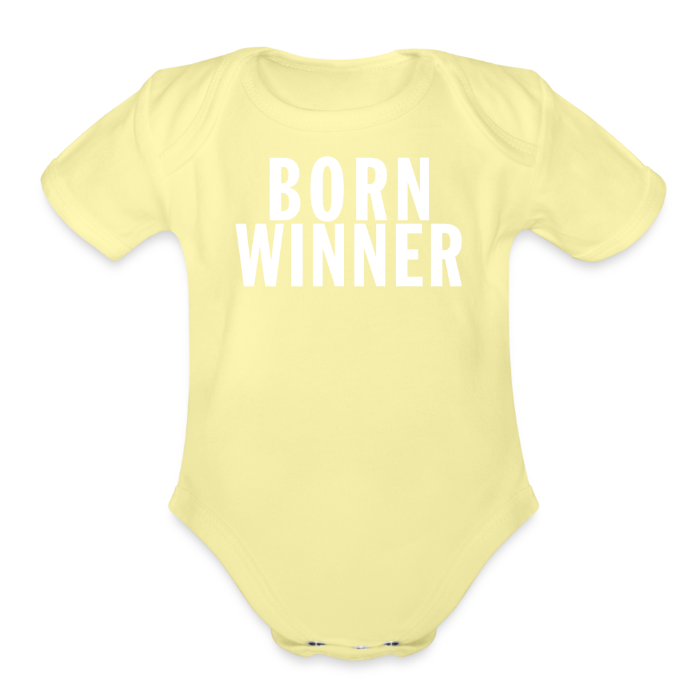 Born Winner - Organic Baby Onesie - washed yellow