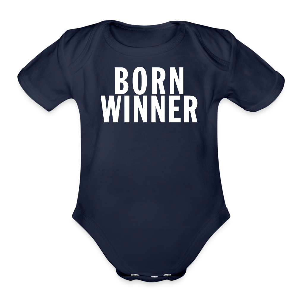 Born Winner - Organic Baby Onesie - dark navy